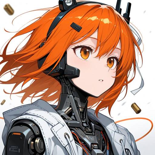 Futuristic Android Girl with Orange Hair