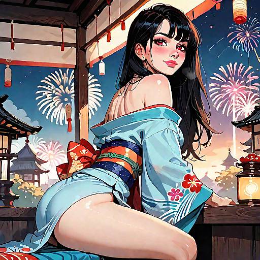 Seductive Kimono at Summer Festival