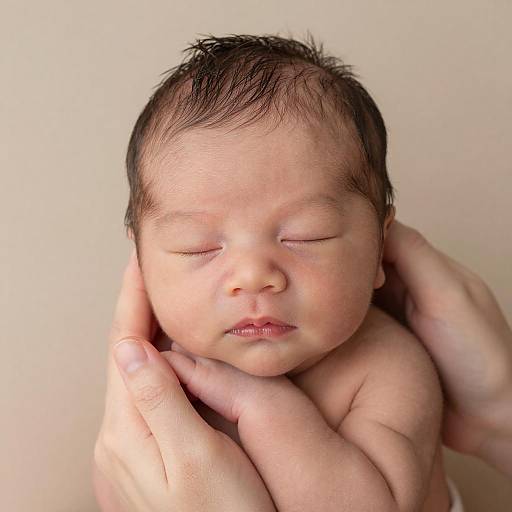 Newborn Baby Cradled by Adult Hands