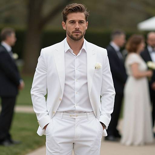 Stylish Man in White Party Attire