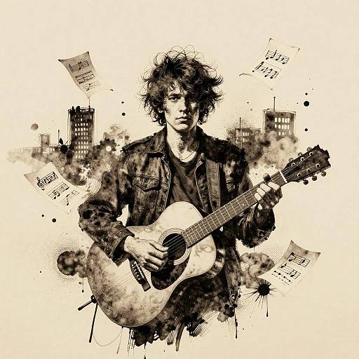 Chaotic Ink Street Musician Scene