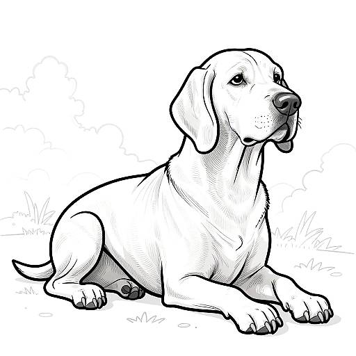 Artistic Relaxed Bloodhound Coloring Pages