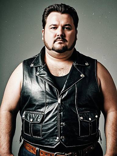 Chubby Man in Leather Outfit