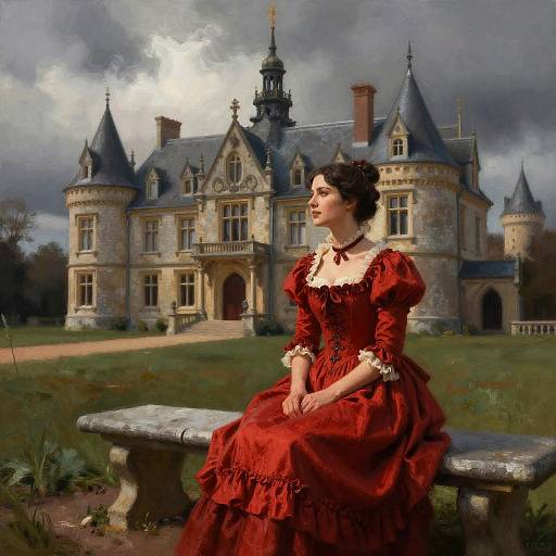 Victorian Woman by Gothic Mansion