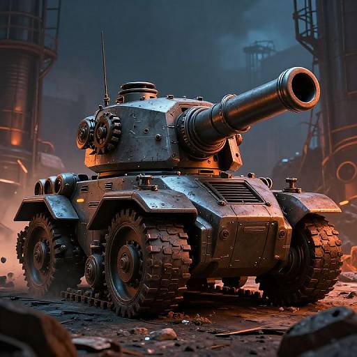 Dieselpunk Tank in Industrial Wasteland