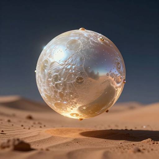 Moon-Sized Pearl Over Alien Desert