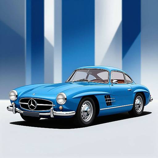 Classic Blue Mercedes-Benz Illustration