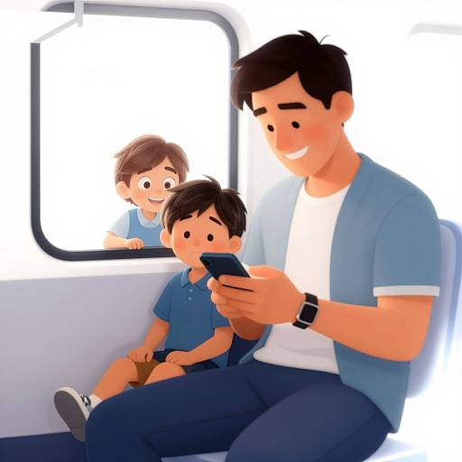 Happy Father and Son Train Ride