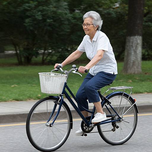 Elderly Woman Riding Bicycle