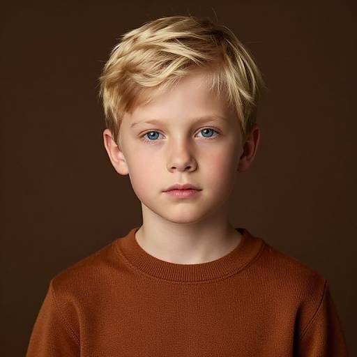 Blonde Boy in Brown Sweater