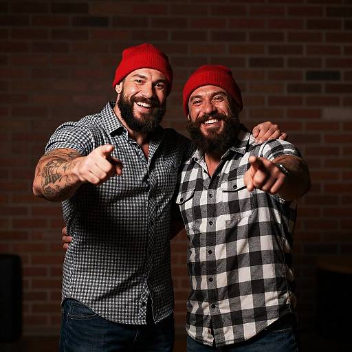 Two Muscular Men Posing Together