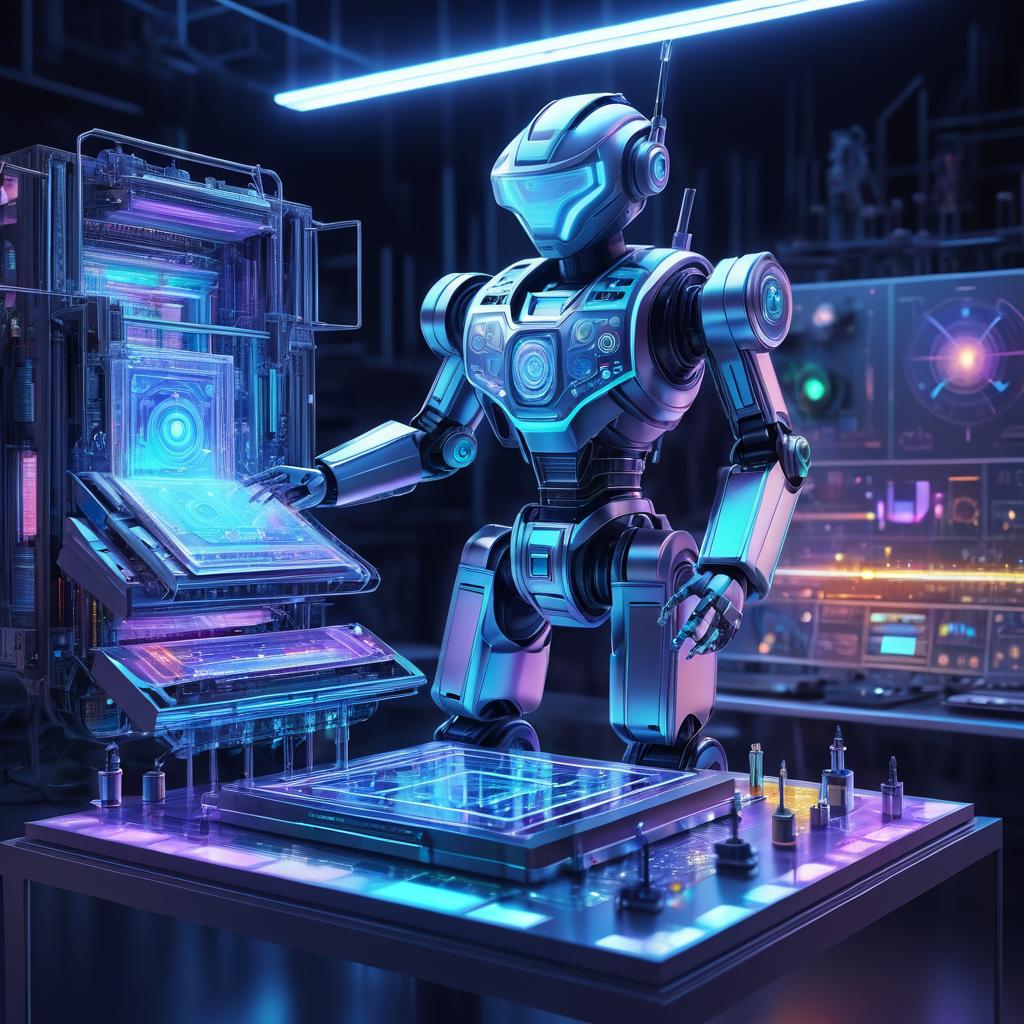 Futuristic Holographic Robot Lab Scene