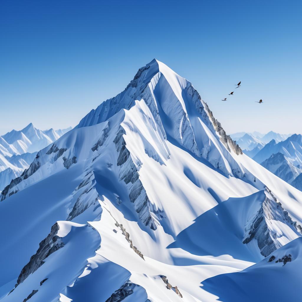 Hyperrealistic Snow-Covered Mountain Peak