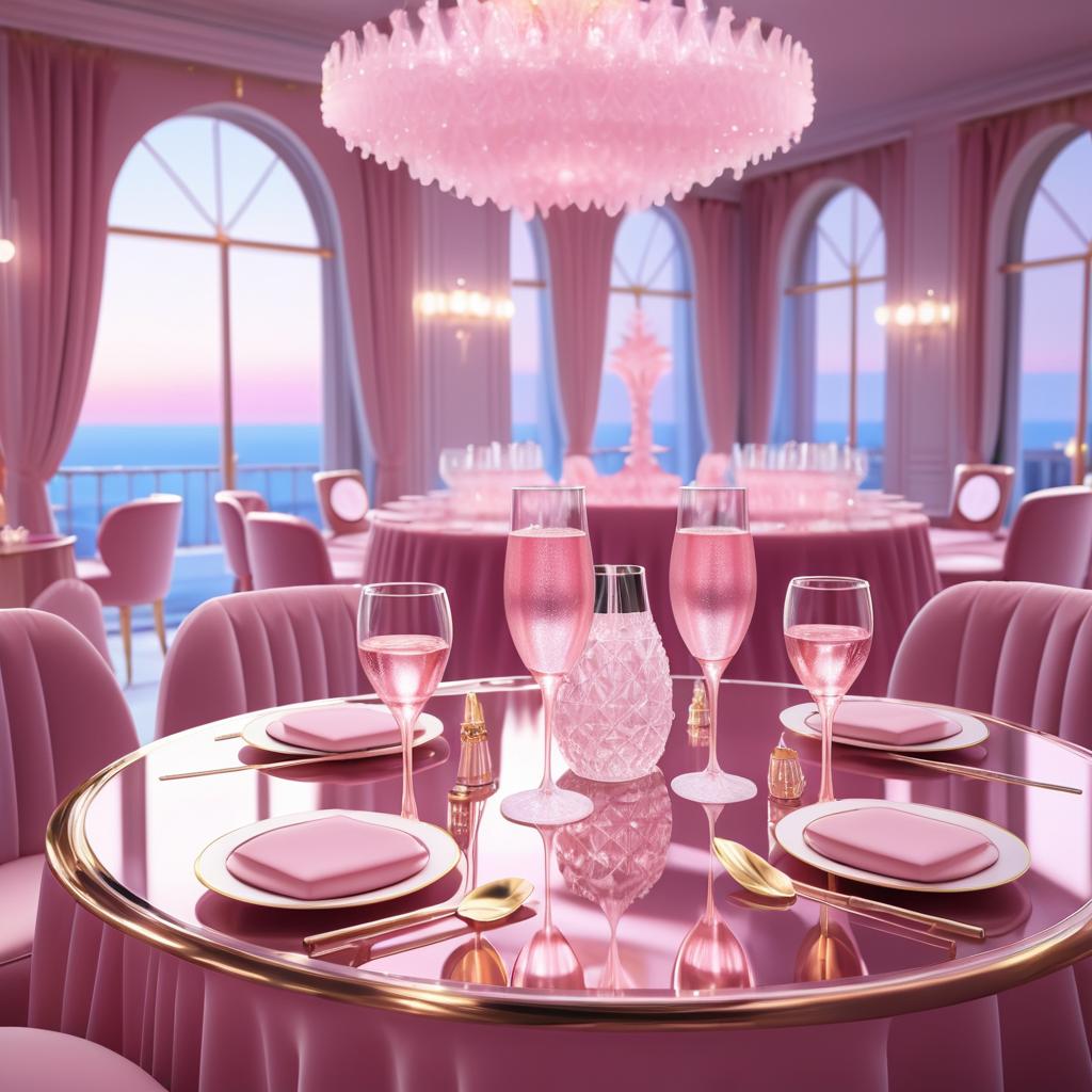 Elegant Dining with Pink Champagne Scene