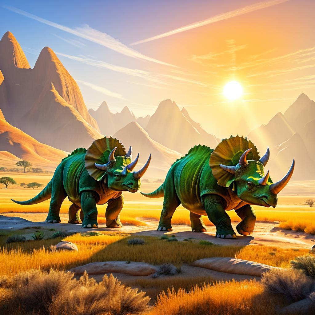 Vibrant Triceratops in Prehistoric Landscape