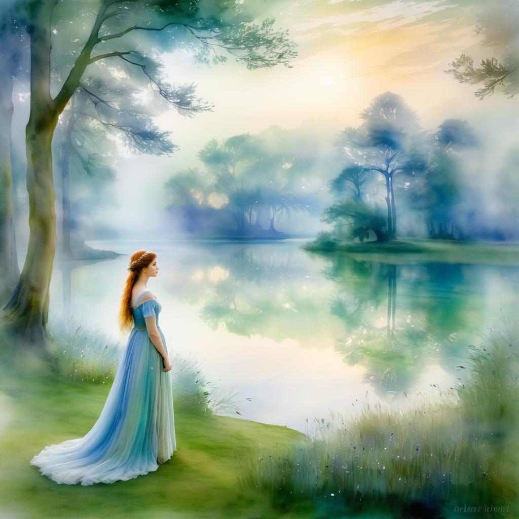 Isolde in a Serene Watercolor Setting