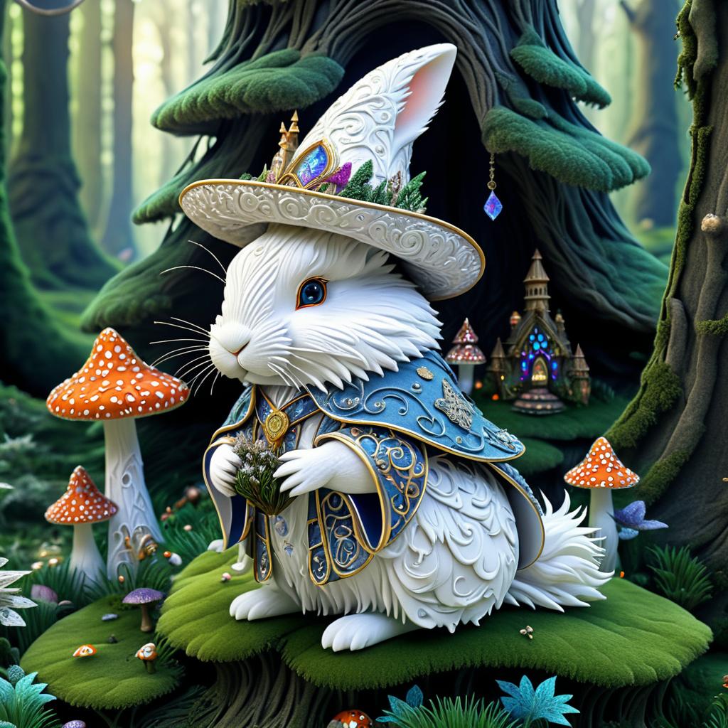 Whimsical Rabbit in Enchanted Forest