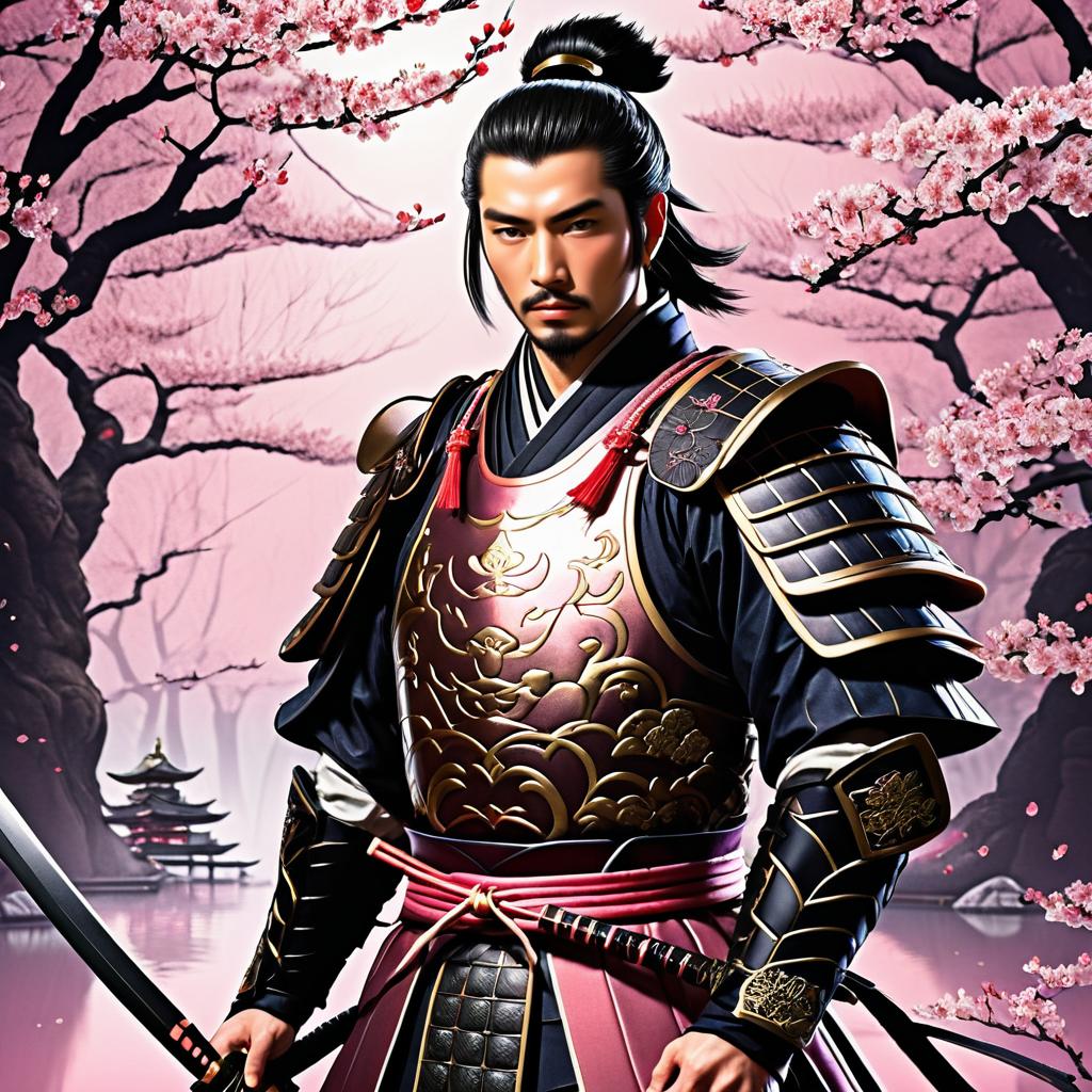 Serene Samurai in a Cherry Blossom Dream