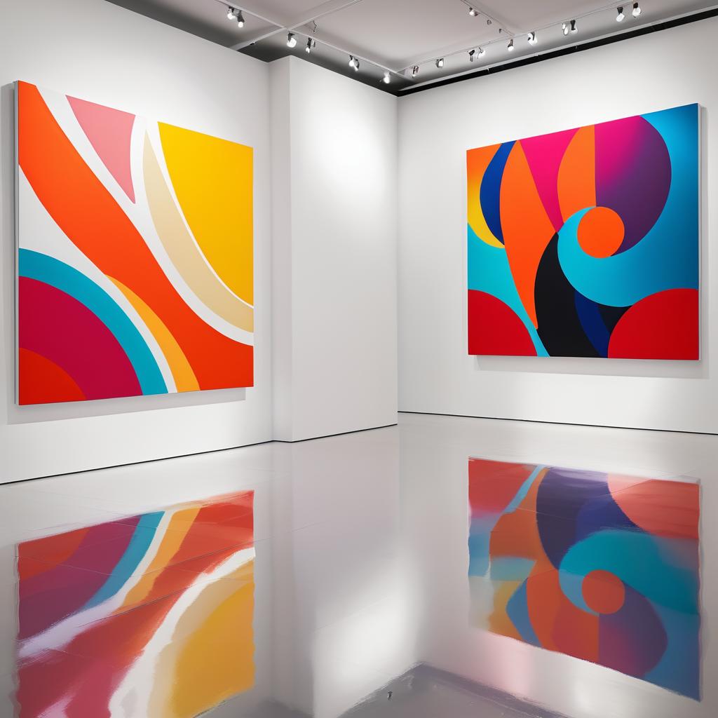 Vibrant Abstract Art in Modern Gallery