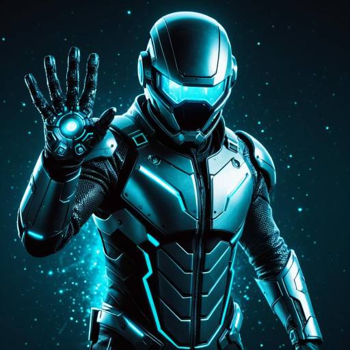 Futuristic Quantum Hacker in Nano-Fiber Suit