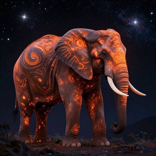 Majestic Elephant Amidst Cosmic Swirls