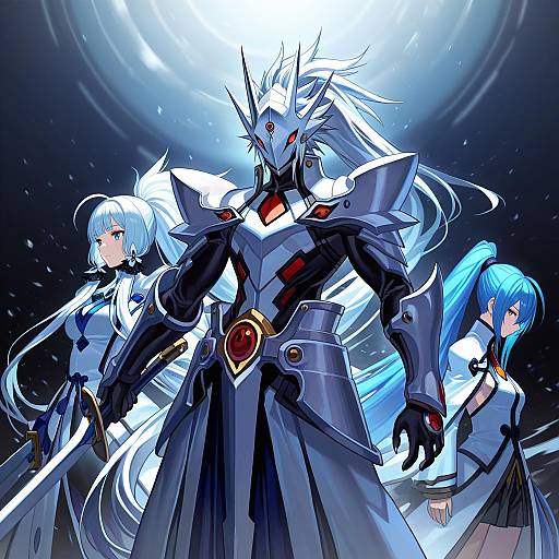 Illustration of Hakumen, blazblue in the style of Norizc