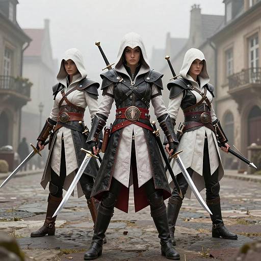 Trio of Hooded Assassin Heroines