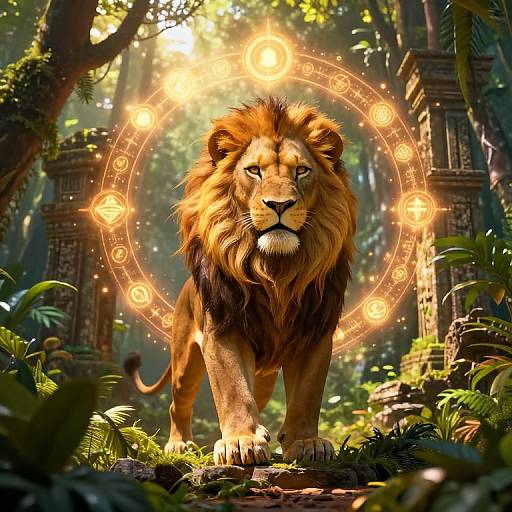 Regal Lion Spirit in Jungle Ruins