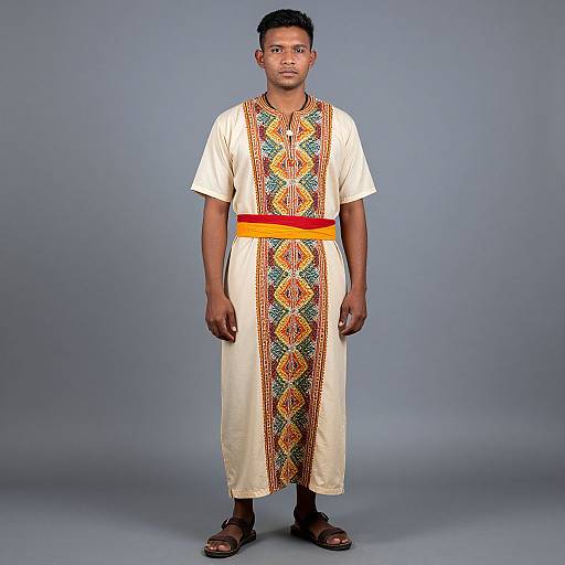 Man in Beige Dress with Sandals