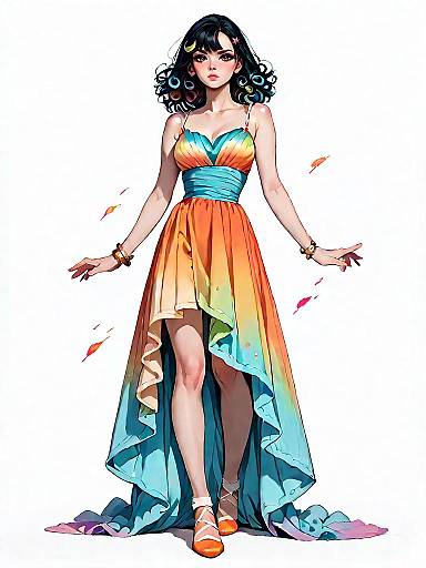 Woman in Vibrant Sleeveless Dress