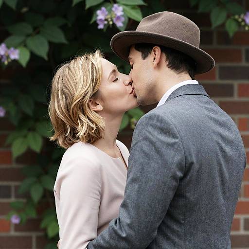 Romantic Outdoor Kiss with Vines