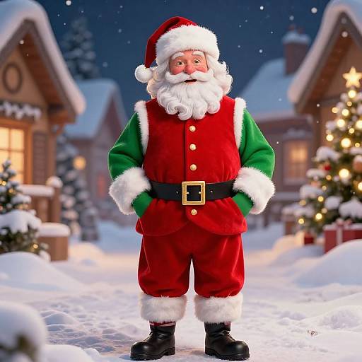 Classic Male Santa in Festive Winter Scene