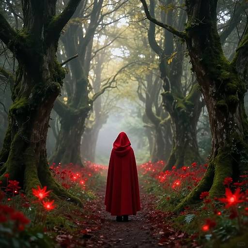 Solitary Figure in Ethereal Forest