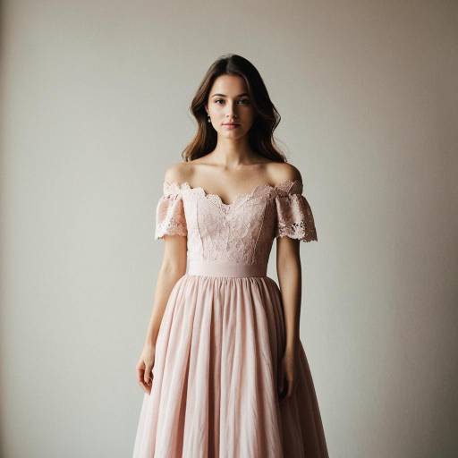 Elegant Young Woman in Vintage Pastel Dress