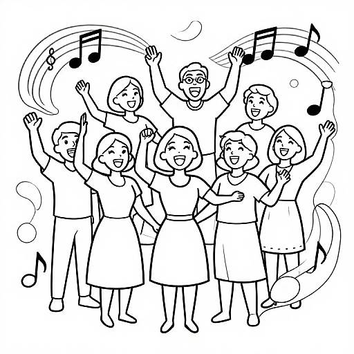 Energetic Choir Coloring Pages
