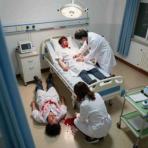 Dramatic Hospital Scene with Injured Patients