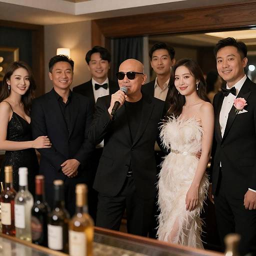 Six Friends Enjoying a Memorable Event