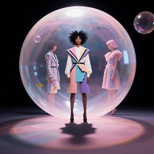Avant-Garde Fashion in Pastel Bubbles
