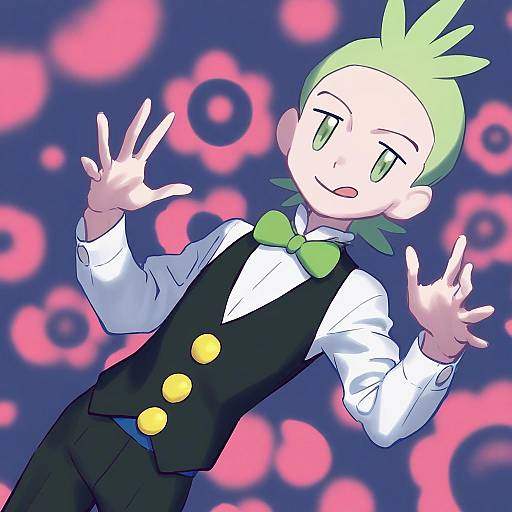Illustration of Cilan (pokemon), pokemon in the style of Koyama hirokazu