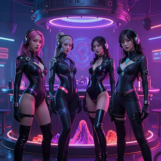 Futuristic Alien Women in Neon Bar