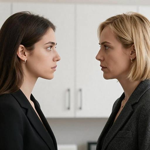 Intense Portrait of Two Women Facing Each Other