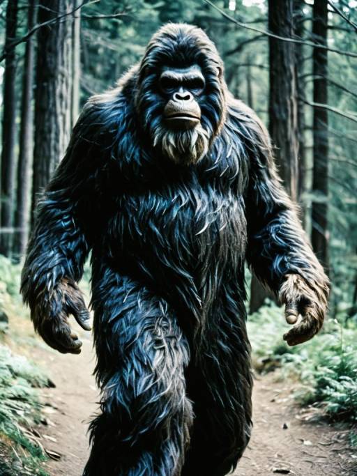 Man in Bigfoot Costume in Forest