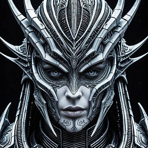 Intricate Space Knight with Icy Eyes