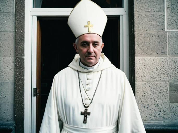 Man in Pope Costume Standing by Door
