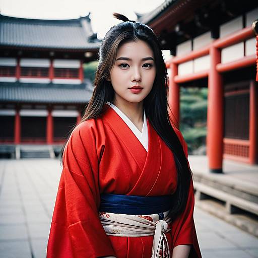 Mulan Inspired in Red Kimono Style