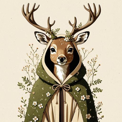 Whimsical Deer with Mossy Antlers