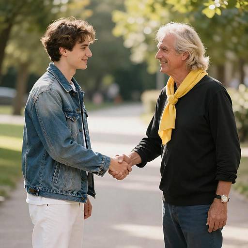 Outdoor Handshake Between Two Men
