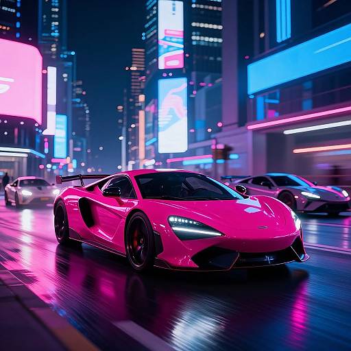 Futuristic Magenta Sports Car Racing