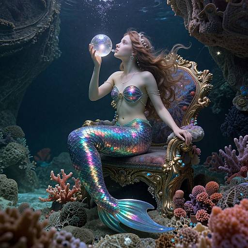 Celestial Mermaid in Cosmic Grotto
