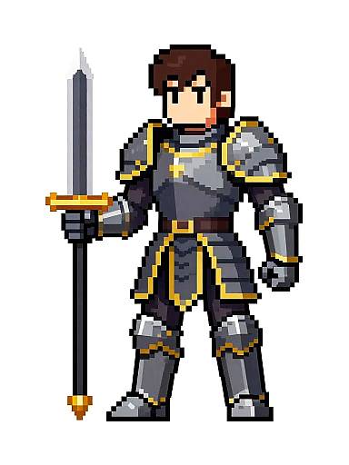 Pixel Art Knight in Dark Armor